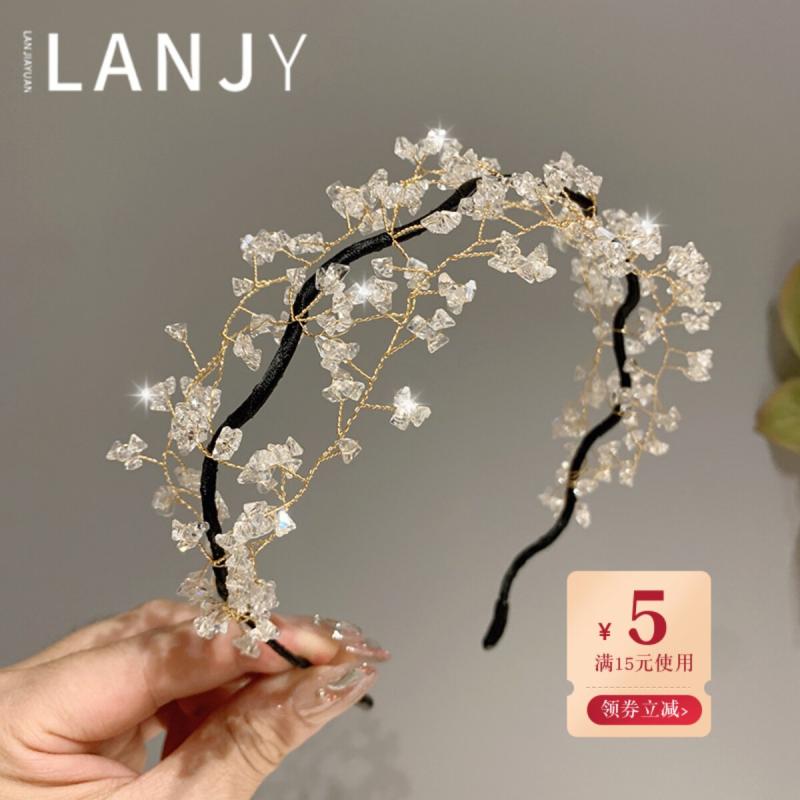 ヘッドバンド 夏 高級感 クリスタル ウェーブ ヘアアクセサリー 森系 ナチュラル ...