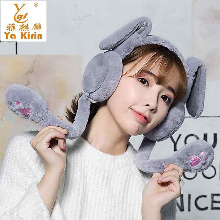 ヘッドホン うさ耳 動く耳 ふわふわ素材 暖か 韓国 かわいい スマホ対応 音楽再生 イヤホン 冬用 軽量 伸縮性