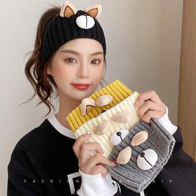 ヘアバンド かわいい カートゥーン柄 スポーツ用 ポニーテールバンド 産後ヘアカバー 高弾力 ワイド ふわふわ 毛糸 ニット 伸縮性 軽量 日常使い ヘアアクセサリー