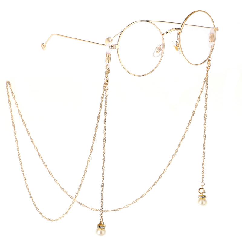 Chains - メガネチェーン 男女用 ローズゴールド 調整可能 色落ち防止 首掛け 脱落防止 ファッションアクセサリー 眼鏡ストラップ 日常使い 軽量 装飾品