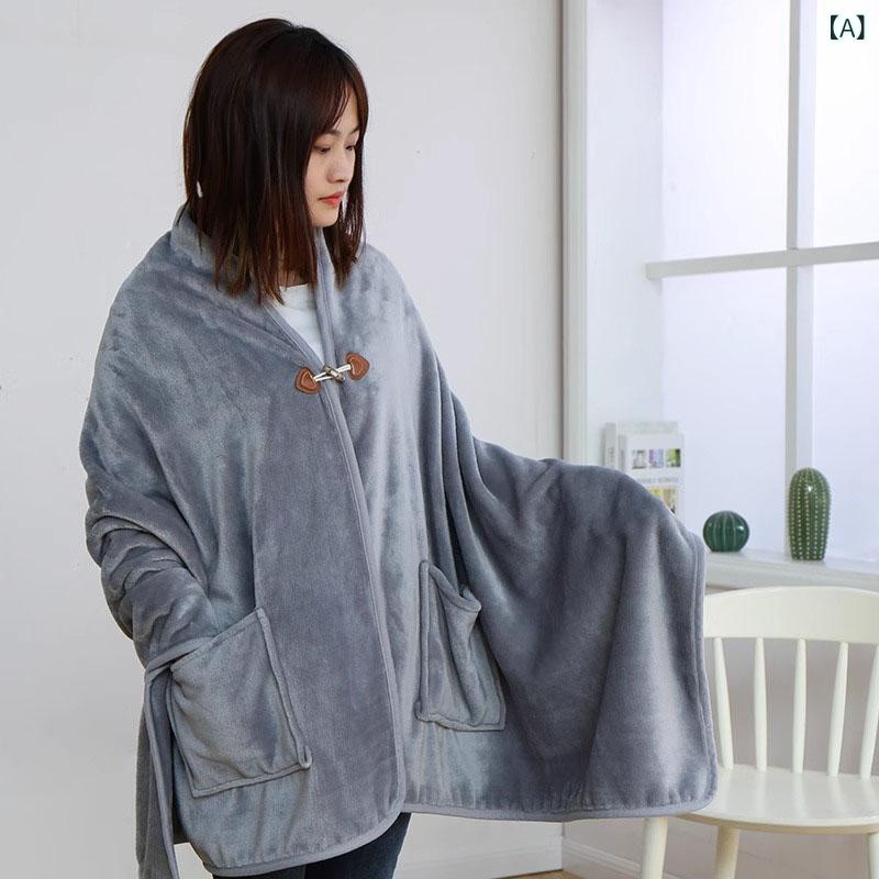 ブランケット 女性用 秋冬 オフィス 午睡 ショール ポンチョ 小型 毛布 ソファ カ...