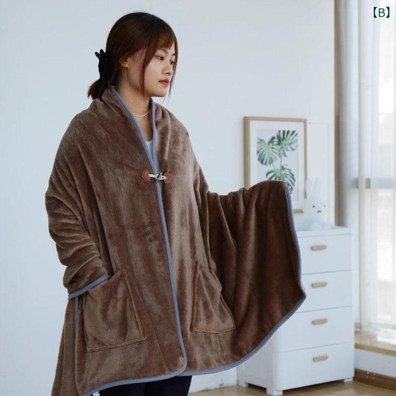 ブランケット 女性用 秋冬 オフィス 午睡 ショール ポンチョ 小型 毛布 ソファ カ...