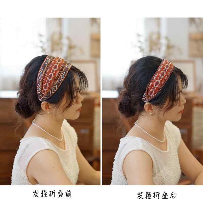 ヘアバンド 女性用 エスニック刺繍 高級感 白髪隠し ワイドエッジ 伸縮性 ヘッドアクセサリー 日常使い 細やかな 柔らかい素材