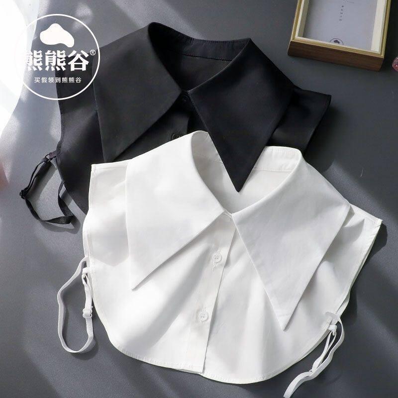 レディース 白 フェイクカラー シャツ風 単色 大きめ尖角 コーディネート自在 個性派 アクセサリー 軽量 普段使い トップス 付け襟