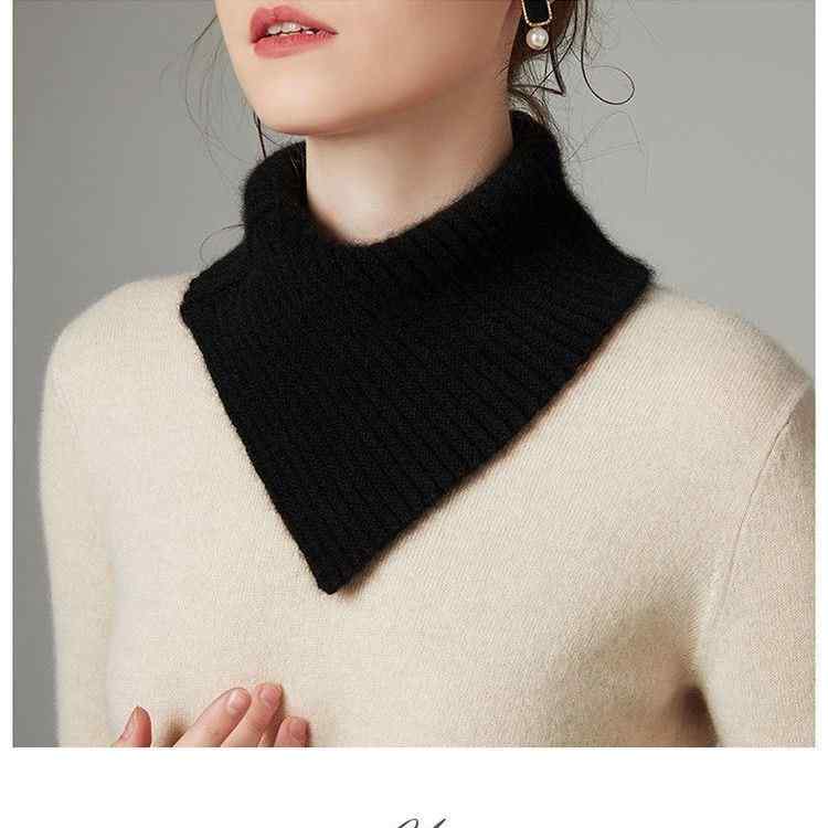 スカーフ 男女用 フェイクカラー 羊毛 ハイネック 首保護 三角巾 ニット マフラー 軽量 伸縮性 暖か素材 通勤用 普段使い 部屋着 アウトドア グレー ブラック ベージュ