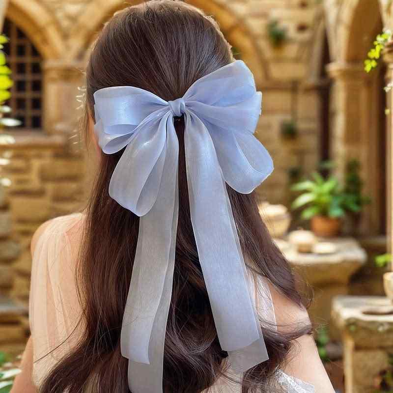 ガールズ ヘアクリップ リボン 蝶結び 大型 後頭部用 エレガント 高級感 スプリング 髪飾り 日常使い かわいい アクセサリー