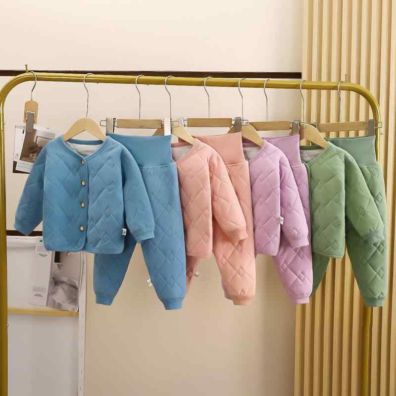 ベビー 男の子 女の子 秋冬 暖か 厚手 パジャマ セット 綿入り 腹守り ボーンなし 柔らかい 素材 部屋着 吸湿 速乾