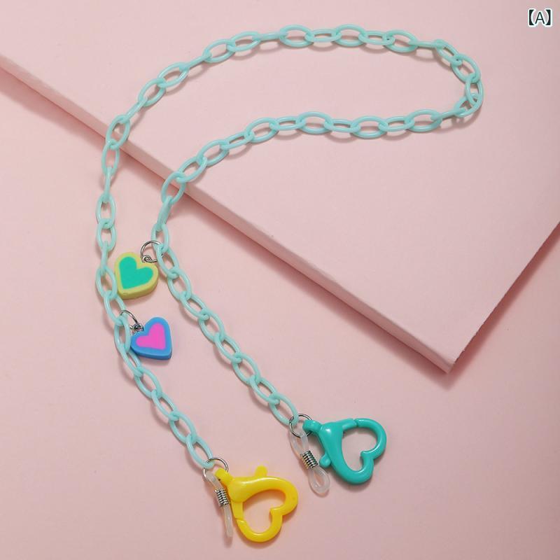眼鏡チェーン レトロ アクリル レジン ストラップ マスクチェーン ネックチェーン ...