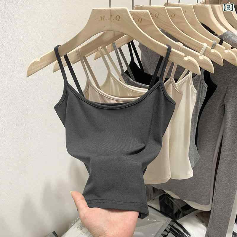 レディース 秋 ショート丈 ノースリーブ キャミソール カジュアル トップス ベーシック 普段使い コーディネートしやすい インナー レイヤード