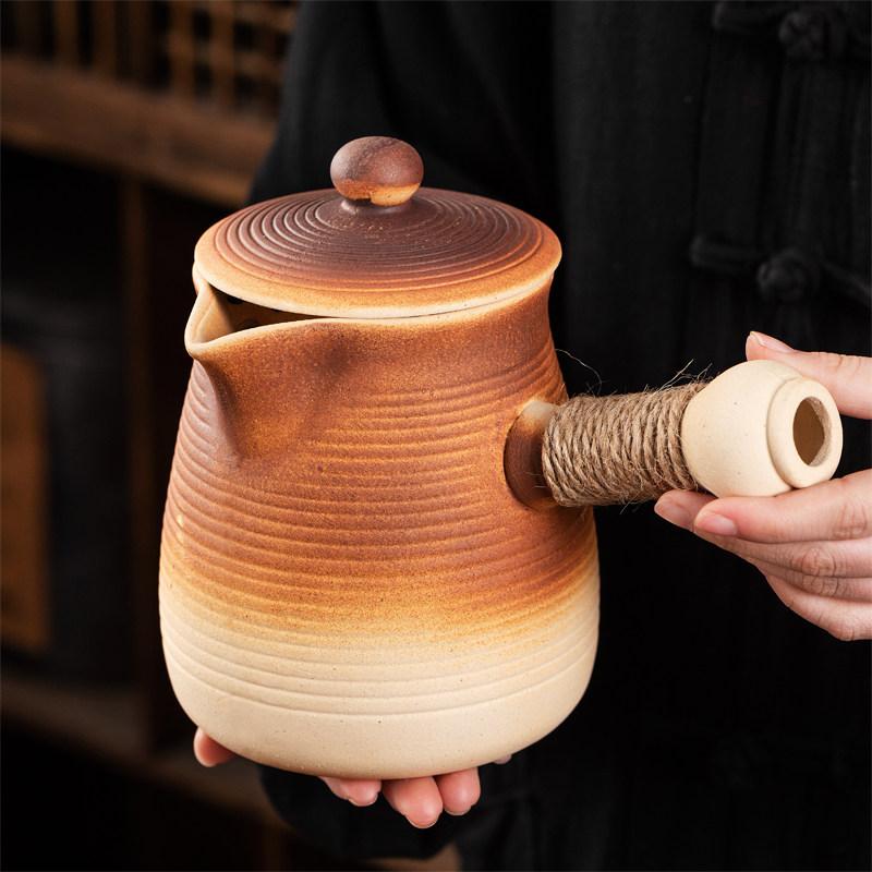 陶器ポット 大容量 耐熱 直火対応 煮茶 ミルクティー 温茶 家庭用 囲炉裏 陶土製 軽量 日常使い