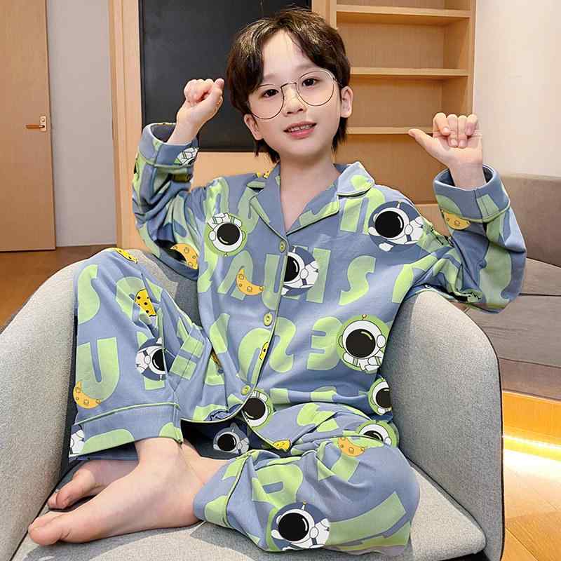 乐天商城 - パジャマ キッズ 男の子 長袖 綿 春秋 部屋着 中学生 日常使い 快適 肌触り良い 吸湿性