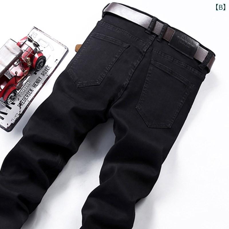 メンズ デニムパンツ 黒 コットン ストレッチ スリムフィット スキニー テーパード...
