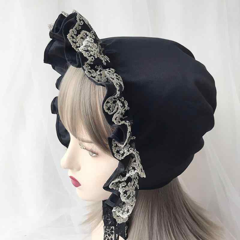 ボンネット帽 レディース ロリータ風 サテン レース飾り フランススタイル レトロ 田園調 ナイトキャッ..