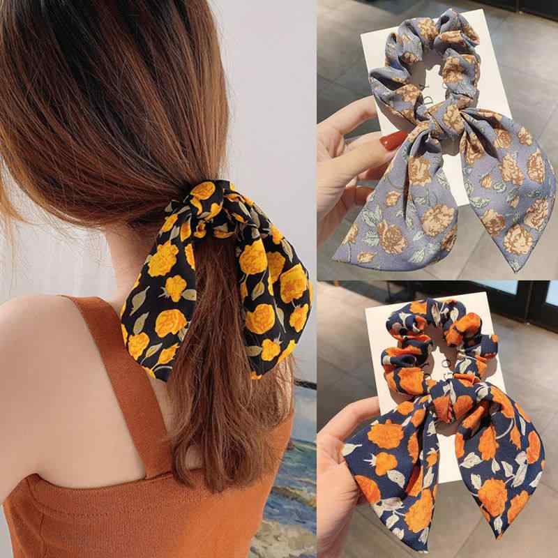 樂天商城 - ヘアアクセサリー レディース 小花柄 蝶結び ヘアバンド 外出用 上品 　スカーフ 大ぶり ヘアゴム 森ガール ナチュラル スタイル リボン 髪飾り かわいい 普段使い 柔らかい 素材