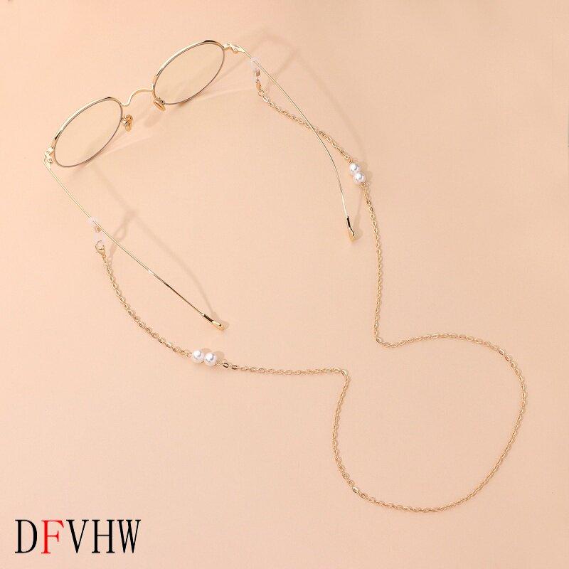 Chains - 眼鏡チェーン パール チェーン メタル アクセサリー ファッション 装飾 スタイリッシュ ビーズ リンク アクセント 日常使い 軽量 シンプル