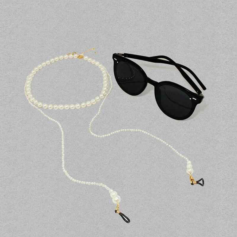 Chains - メガネチェーン レディース 貝殻 パール ネックレス 一体型 シンプル ファッション アクセサリー 防失くし 防落とし 首掛け サングラス 対応 軽量 スタイリッシュ 日常使い
