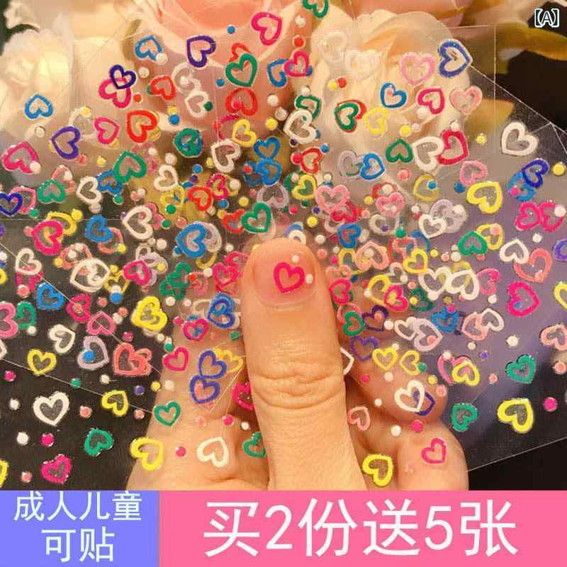 Paint Arts Items - キッズ 女の子用 防水 3D ネイルステッカー プリンセス デザイン リボン 花柄 かわいい シール 子供 ネイルパーツ 貼り付け 簡単 耐水 立体 柄 少女 ベビー 指先 デコレーション
