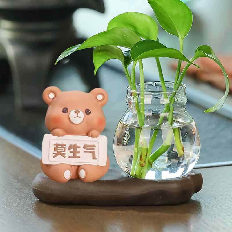 ユニーク かわいい ペット豚 水耕花瓶 緑植 飾り品 オフィスデスク インテリア 窓辺 置き物 癒しアイテム