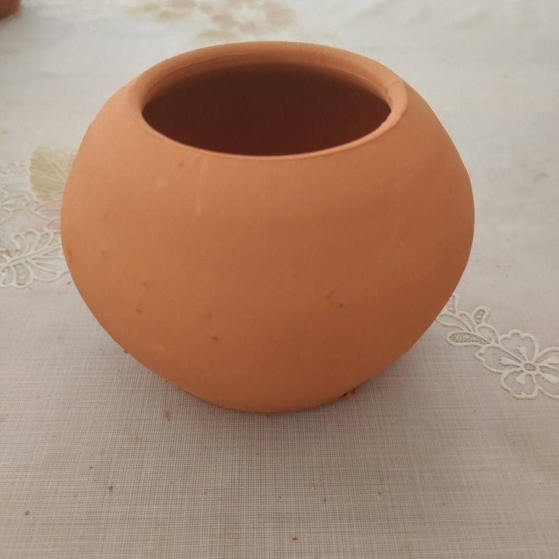 Earthen Pots - 陶器壺 五行土 専用容器 古風 粗陶素材 花盆タイプ 瓦壺 土入れ用 風水アイテム 自然素材 インテリア雑貨
