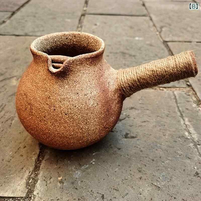 茶具 粗陶 公道杯 側把 柴焼き レトロ 煮茶器 茶海 茶炉 陶器 伝統工芸 耐熱 煎茶 急須 ティーセット 土焼 風情 日常使い