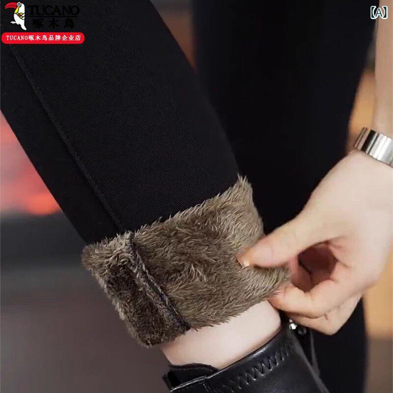デニムパンツ レディース 秋冬 起毛 厚手 暖か ブラック ハイウエスト 伸縮性 スキ...