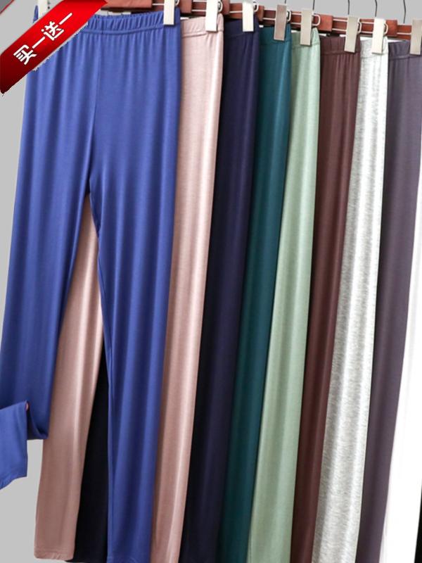 Tights - レディース 薄手 レギンス モーダル素材 ハイウエスト 高伸縮性 タイトフィット 春夏秋 ロングパンツ ライン 普段使い 柔らかい 吸湿速乾 ボトムス