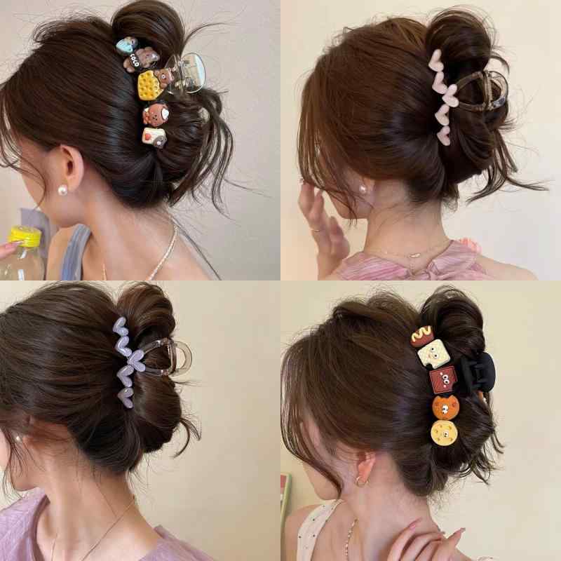 レディース ヘアクリップ かわいい クッキー柄 鮫魚型 ハート 髪留め 高級感 アップヘア 後頭部用 日常使い アクセサリー