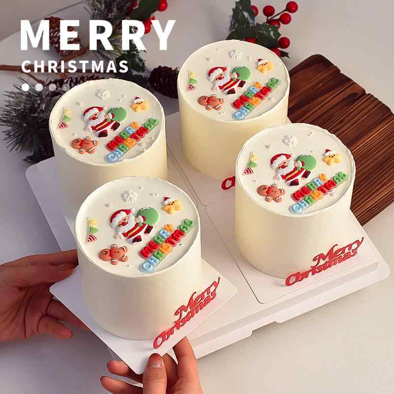 クリスマス ケーキ 飾り 置物 ソフトジェル サンタクロース ジンジャーブレッドマン メリークリスマス 英語 アクリル プラグイン 冬 パーティー テーブル デコレーション 柔軟 素材 フィギュア スタンドの商品画像