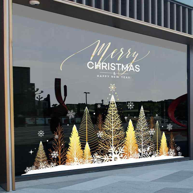 ガラス ステッカー クリスマス 冬 装飾 静電 剥がせる クリスマスツリー モチーフ ショップ ショーウィンドウ ディスプレイ 大型 シーン レイアウト 雰囲気