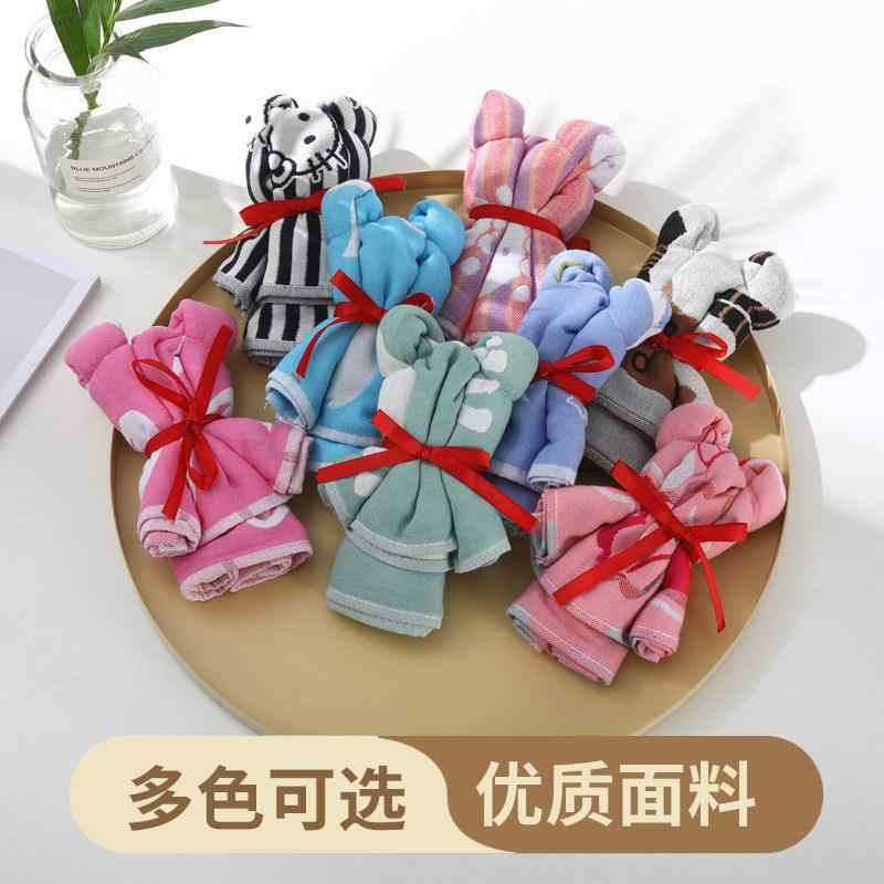 타월 면 거즈 작은 곰 무늬 페이스 타올 핸드 타올 부드러운 흡습성 통기성 일상 사용 아기용 선물 대응