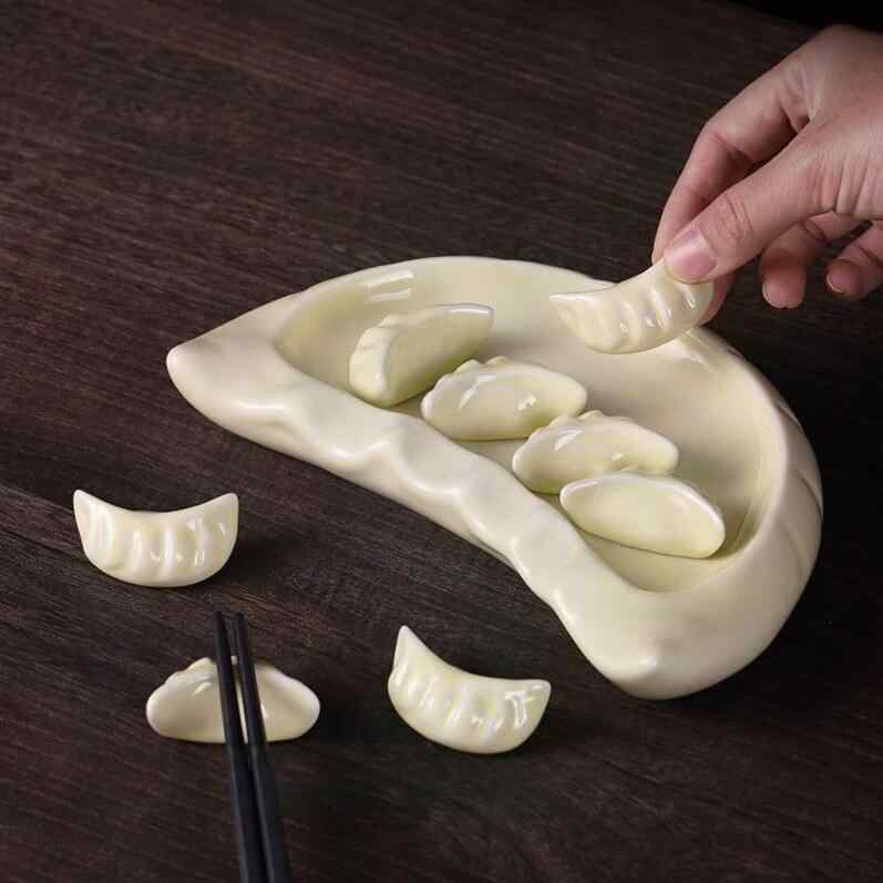 セラミック 箸置き 餃子型 ユニーク 家庭用 ホテル用 食事食器 共有箸 セット 陶器 箸立て ダイニングアクセサリー
