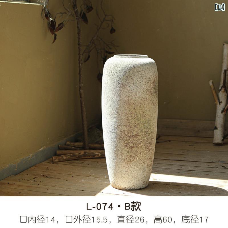 陶器 花瓶 粗陶 フラワーベース 侘び寂び風 インテリア 置物 リビング ドライフラワー 挿し器 セラミック 壺 ホームデコ 自然素材 オブジェ ホテル 民宿用