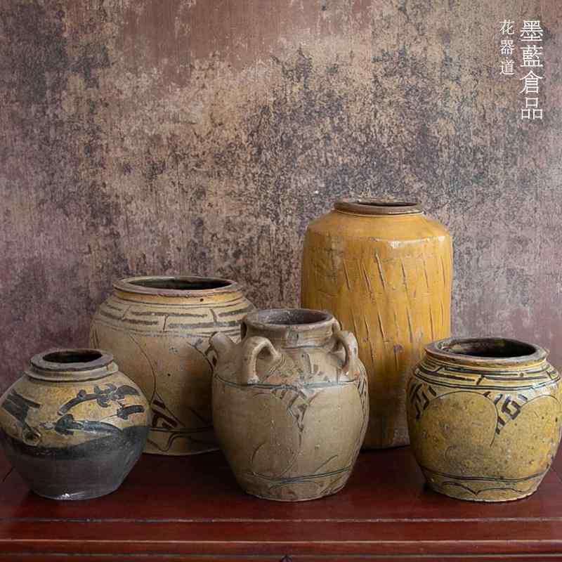 陶器 花瓶 金継ぎ 修復 古風 壺 禅風 インテリア 飾り皿 卓上 挿花器 風合い ミニサイズ 東洋調