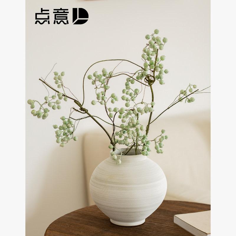 Earthen Pots - 花瓶 陶器 中華風 粗陶 大型壺 リビング 装飾 ダイニングテーブル用 ドライフラワー 水耕え 高級感 陶器製 インテリア