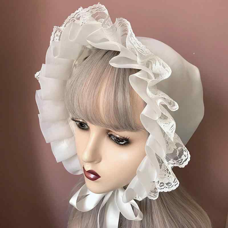 帽子 レディース ロリータ かわいい レース フリル サテン ボンネット スリーピングキャップ 魅惑的 ヘ..