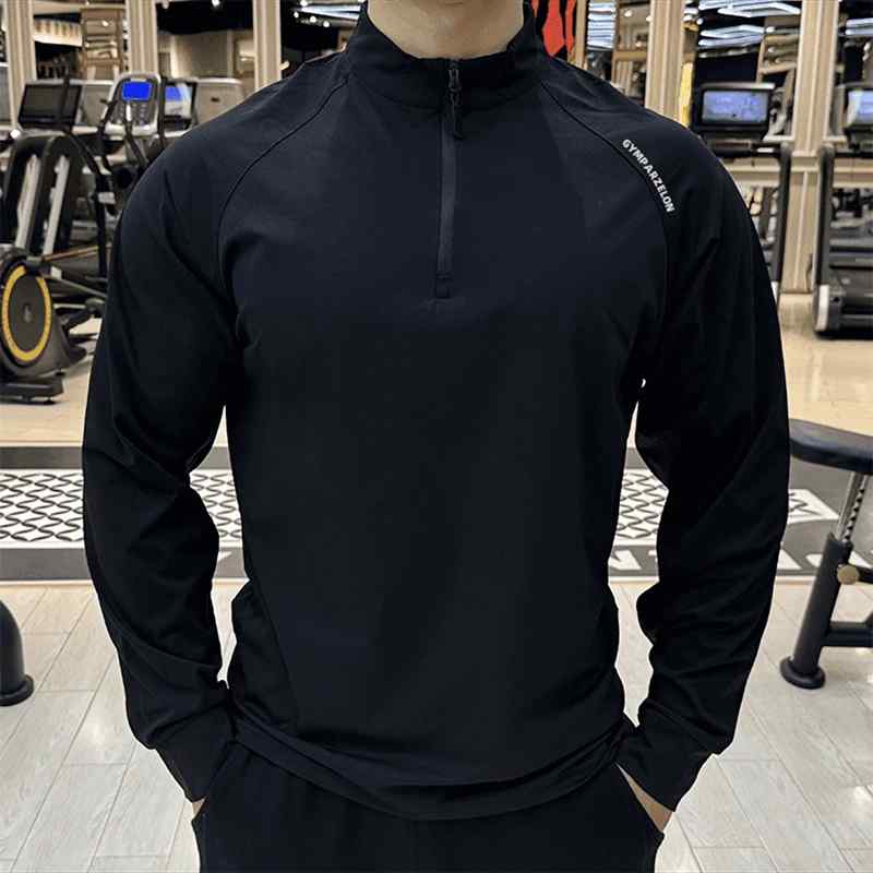 メンズ 長袖Tシャツ トレーニングウェア フィットネス バスケットボール 半立ち襟 通気性 伸縮性 筋肉..