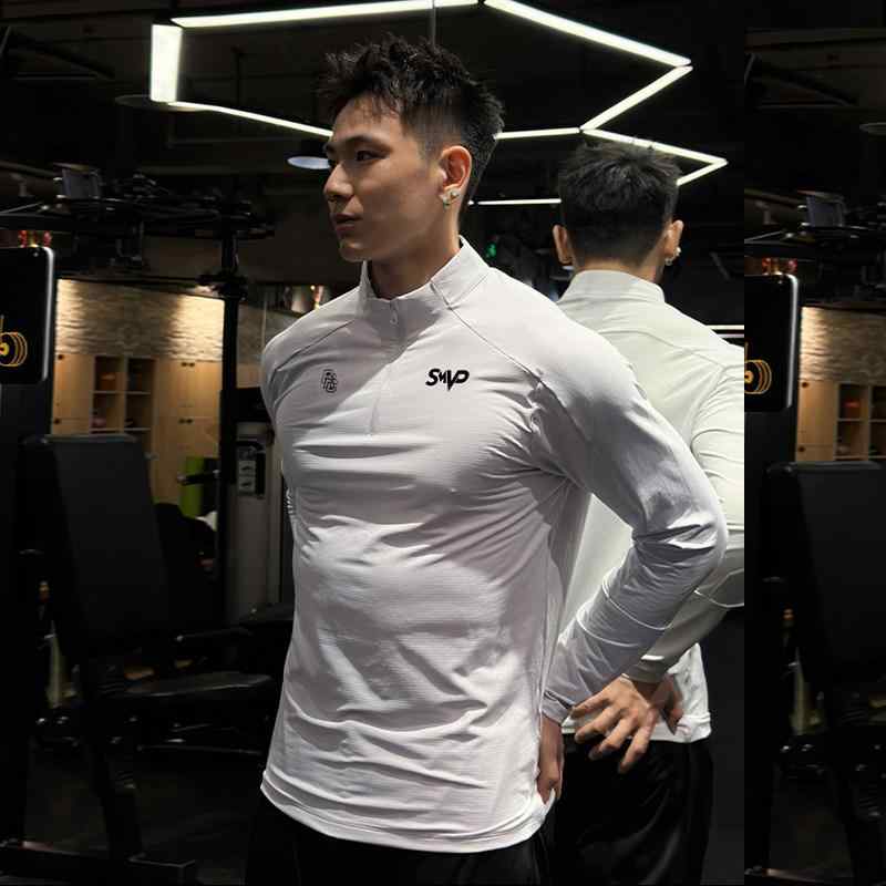 メンズ 長袖Tシャツ ハーフジップ 速乾 バスケットボール ランニング アウトドア ...