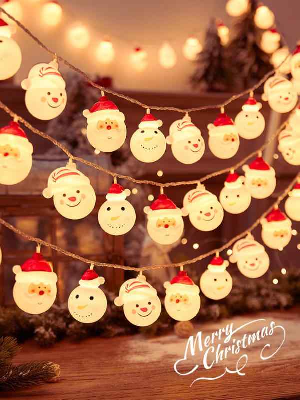 クリスマス 飾り カラーライト ストリングライト フラッシングライト クリスマスツリー オーナメント サンタクロース 雪だるま 室内 ディスプレイ ショーウィンドウ ハンギング 冬 インテリア 装飾 シーン セット LED ライト かわいい