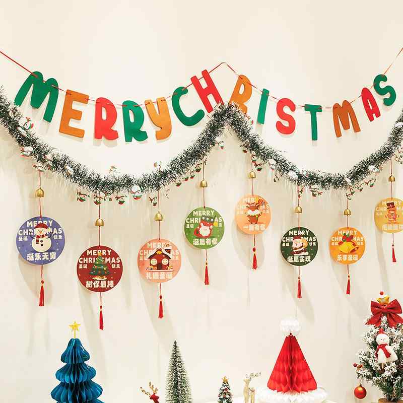 クリスマス 店舗装飾 毛飾り 引き旗 カラーストリップ テーマディスプレイ ショーウィンドウ ドアヘッ..