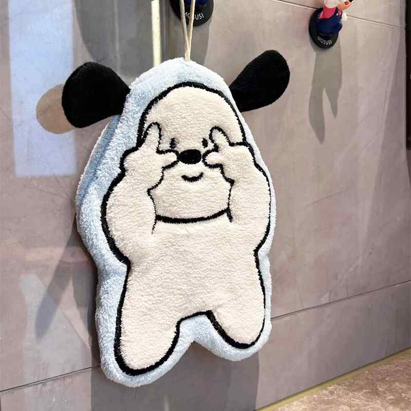ハンドタオル かわいい 犬柄 吊り下げ式 強吸水 厚手 防臭 抗菌 キッチン用 バスルーム用 日常使い 衛生タオル フェイス 拭き取り 速乾 綿素材