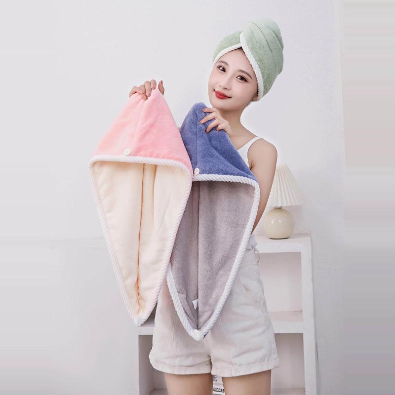 浴帽 レディース 二層構造 ツートンカラー 加厚タイプ ヘアドライ用 洗髪用 吸水速乾 ヘッドタオル 入浴 ヘアキャップ 吸水 速乾素材 女性用 シャンプーハット 髪拭き 包頭巾 浴室グッズ 日常使い 軽量 伸縮性