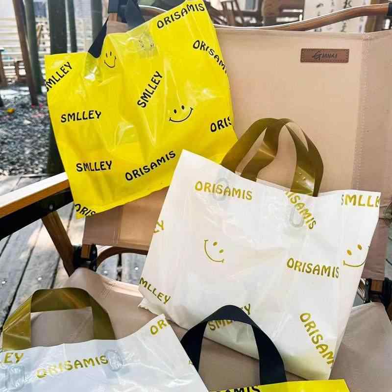 手提げ袋 衣類店用 プラスチック ショッピングバッグ 包装袋 店舗用 軽量 耐久 トートバッグ 持ち運び 簡単 収納
