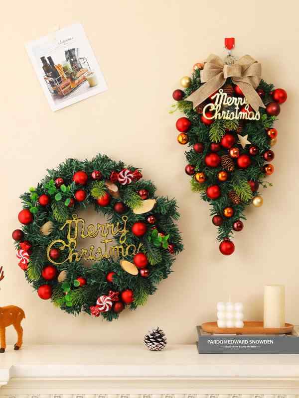 クリスマス 飾り 花輪 人工 蔓 クリスマスツリー リース ドア 掛け 壁掛け ホテル 商業施設 ディスプレ..