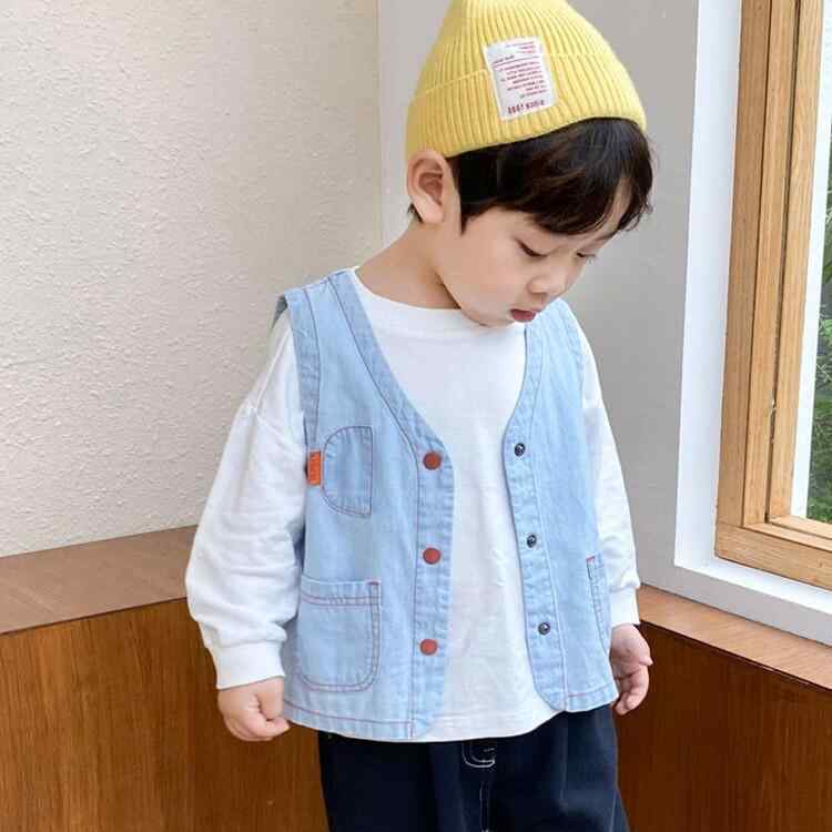 キッズ 男の子 デニム ベスト 春秋 カジュアル 普段使い アウトドア 軽量 伸縮性