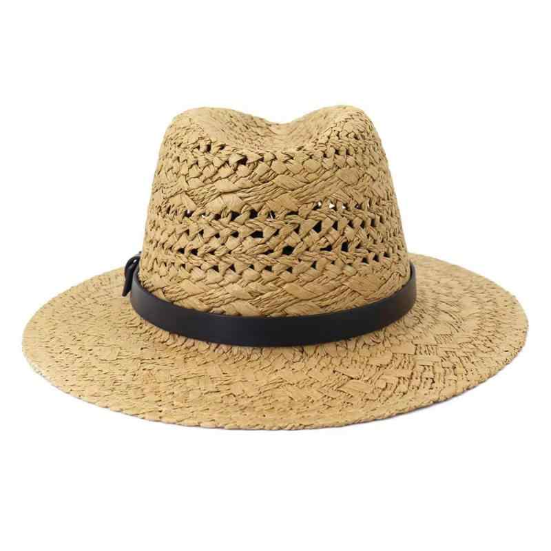 麦わら帽子 メンズ レトロ ラフィア素材 夏用 日よけ 旅行 アウトドア ビーチ 軽量...