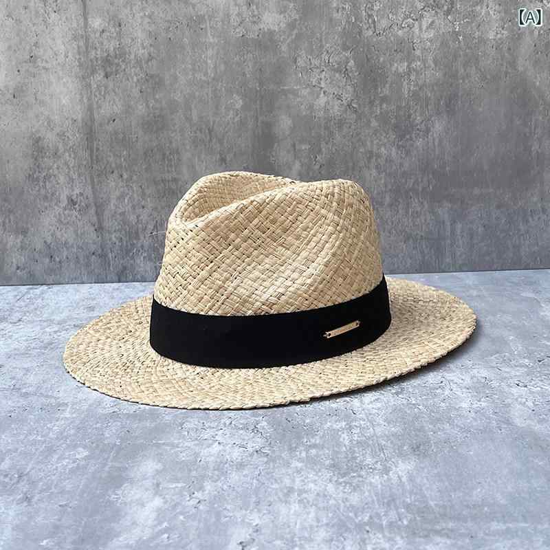 麦わら帽子 メンズ レディース 夏用 ラフィア素材 軽量 薄手 日よけ 旅行 日常使い...