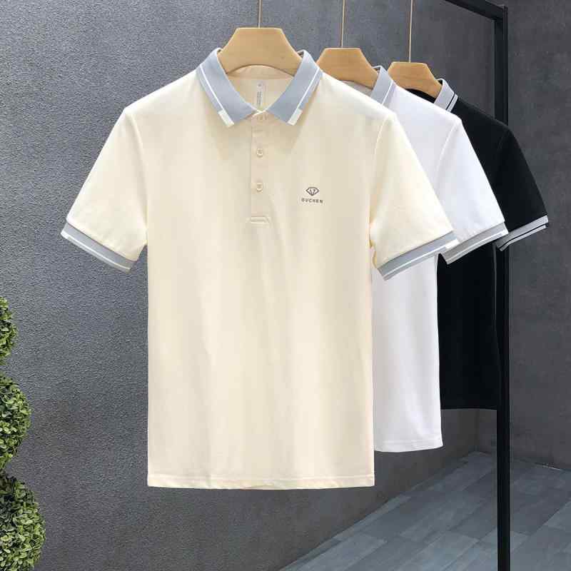 ポロシャツ メンズ 短袖 杏色 高級感 カジュアル トップス ピーチカラー 春夏 普段使い コットン 混 軽量 快適 着こなし