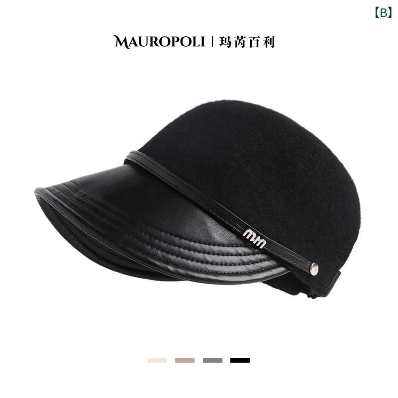 リバーパディの帽子 レディース 秋冬 ダックビルキャップ ニュースボーイ帽 ベレー帽 ファー素材 シンプル レトロ 暖か 柔らか 顔周りスモールフェイス 日常使い アウターコーデ｜アングル3