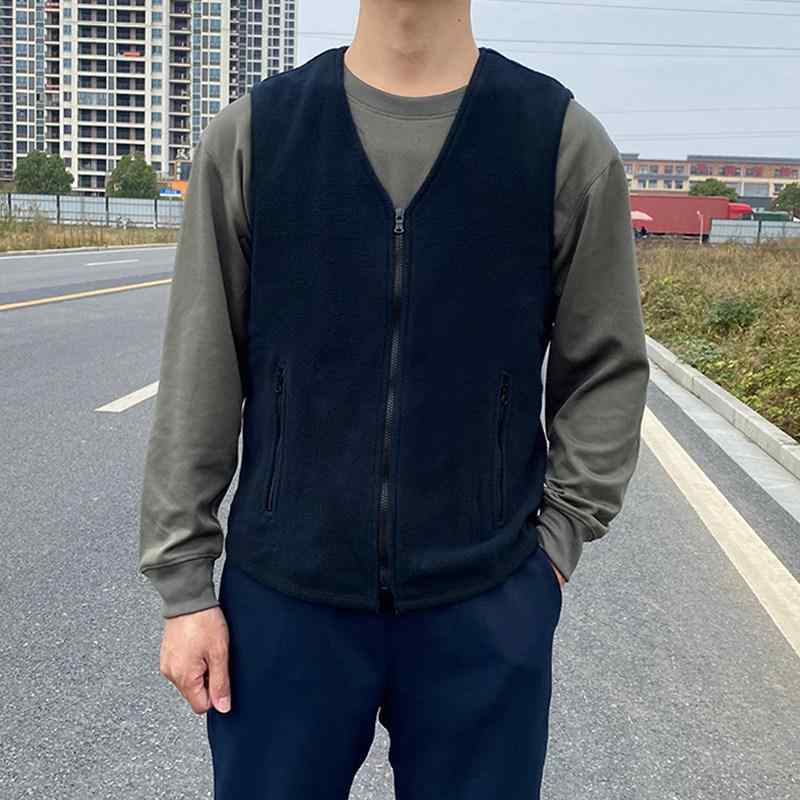 ベスト メンズ 秋冬 フリース 紺色 ジッパー 防寒 保暖 シェルパ素材 軽量 暖か ト