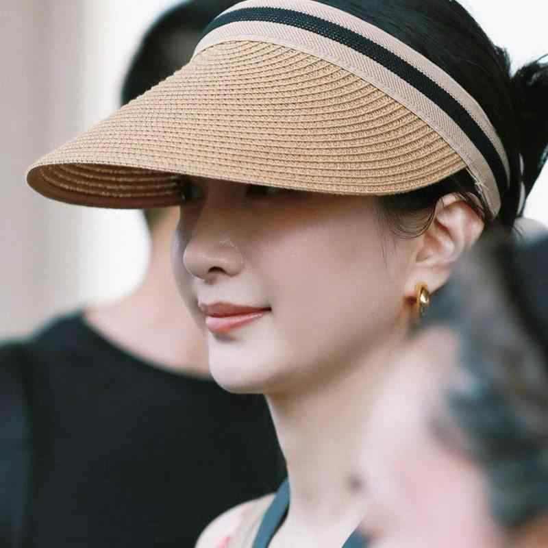 麦わら帽子 男女用 夏用 日焼け防止 遮陽 海辺 外出 アウトドア 草編み 通気性 軽量 ファッション ヘアバンド かわいい ビーチスタイル